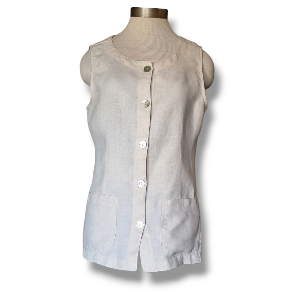 Carol anderson women's cream 100% linen vest size 6P